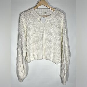 En Crème Cream Bubble-sleeve Oversize Sweater